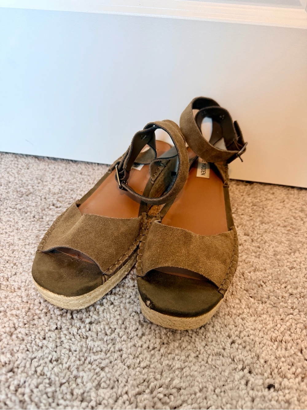 Steve Madden Olive Green Suede Espadrille Platform Sandals